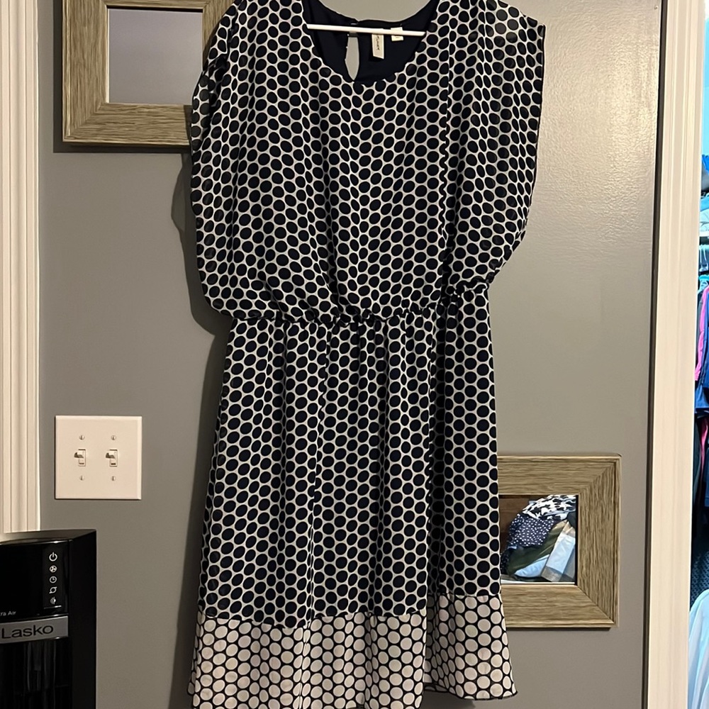 Navy blue poka dot dress